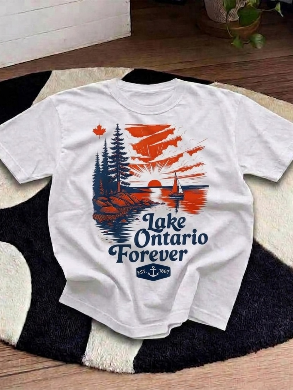 Lake Ontario Forever Shirt, Canadian Nature Scenic Graphic Tee - White Unisex